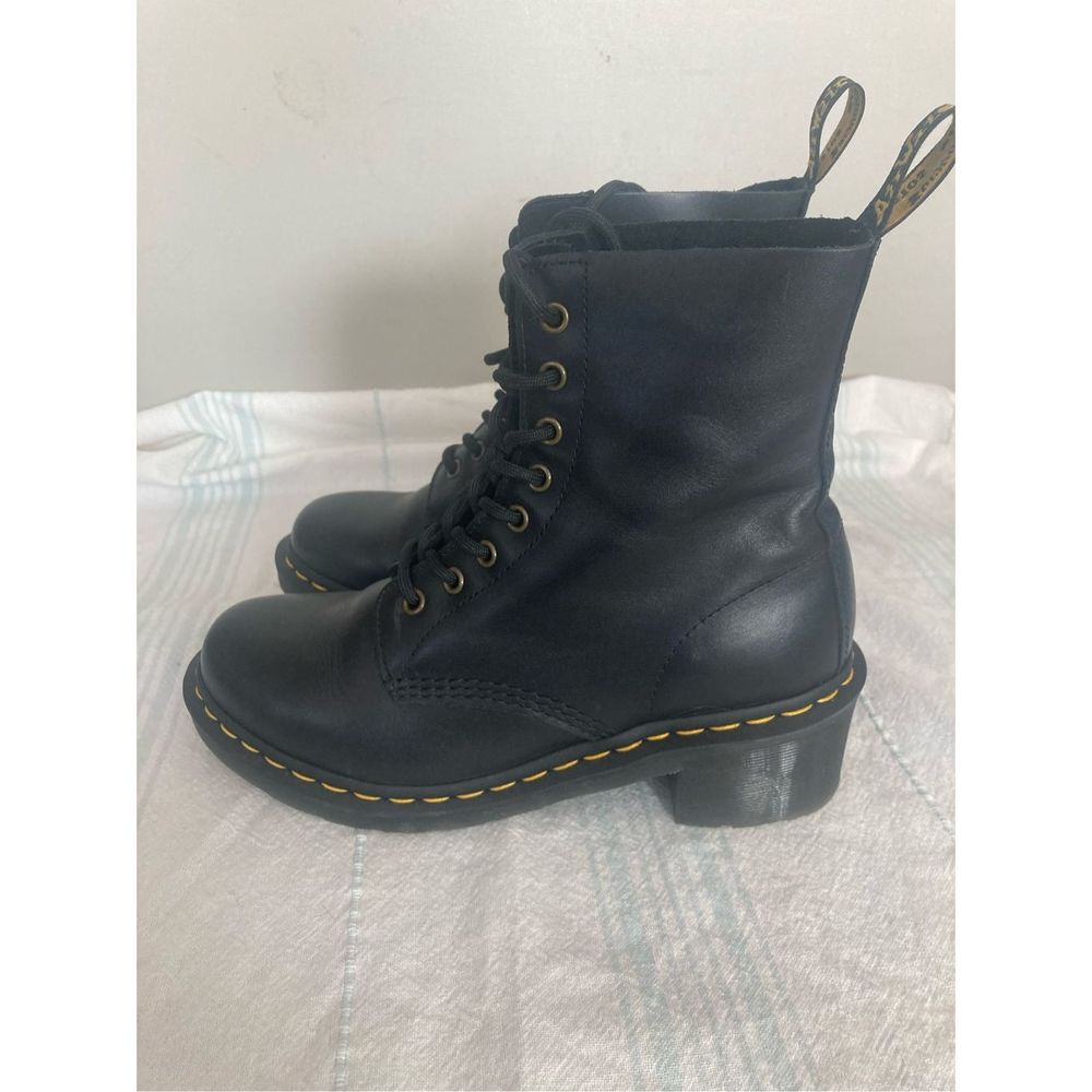 Dr. Doc Martens Clemency Smooth  Black Leather Lace Up Boots -Sz 9 US Women